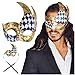 Luxury Mask Men's Vintage Design Prom Mardi Gras Musical Checkered Masquerade