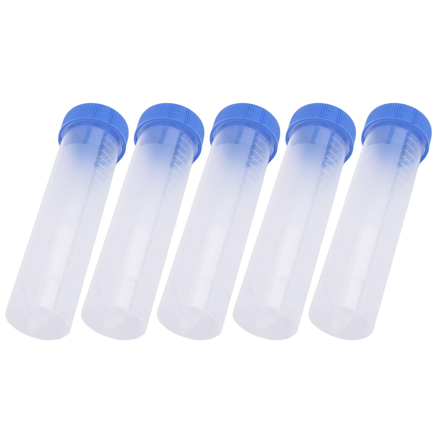 Srutueo 5 Pieces 50ml Plastic Transparent Centrifuge tube with scale Plastic test tube free-standing with Screw Cap