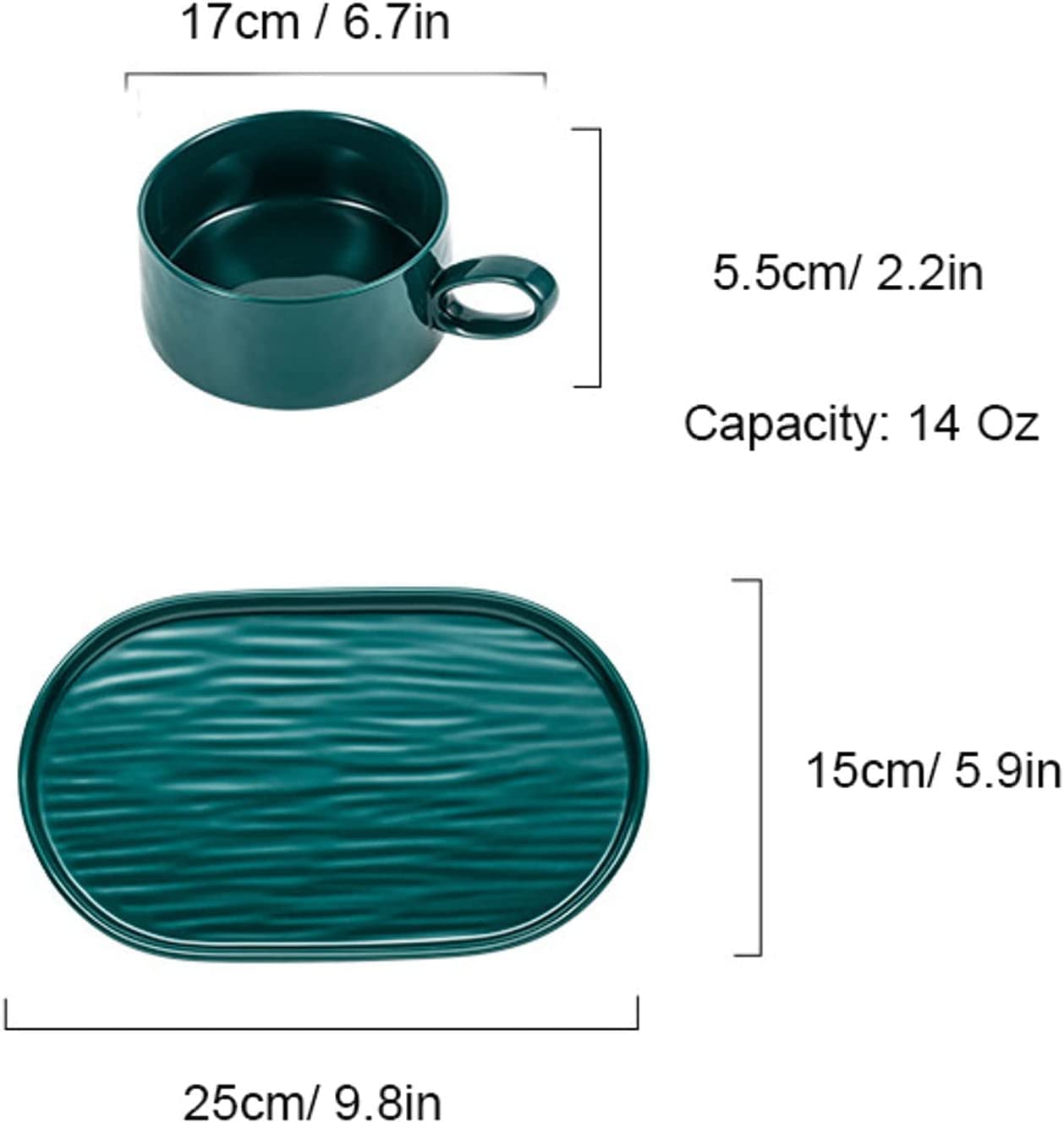 Miska na płatki, miska na zupę, miska na herbatę, 14 uncji miski na zupę Kubek na zupę z uchwytami, ceramiczny zestaw talerzy śniadaniowych na śniadanie Zupa kanapkowa Kawa Miski do serwowania płatków