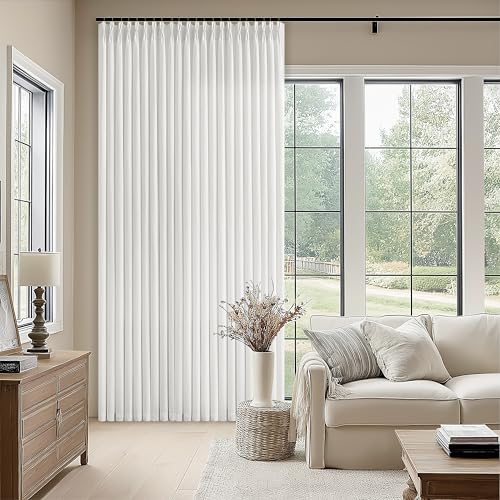 Image of 70 Wide Off White Semi Sheer Pinch Pleated Linen Curtains 96 Inch Long