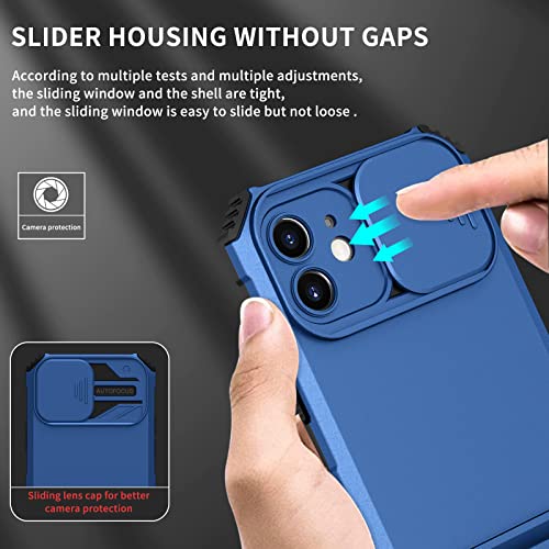Funda para iPhone XS antichoque con soporte dimensional y ventana de cámara azul 5