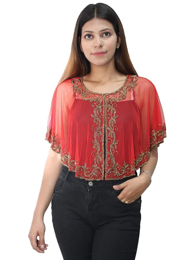 Image of Matelco Women's net Embellished Poncho