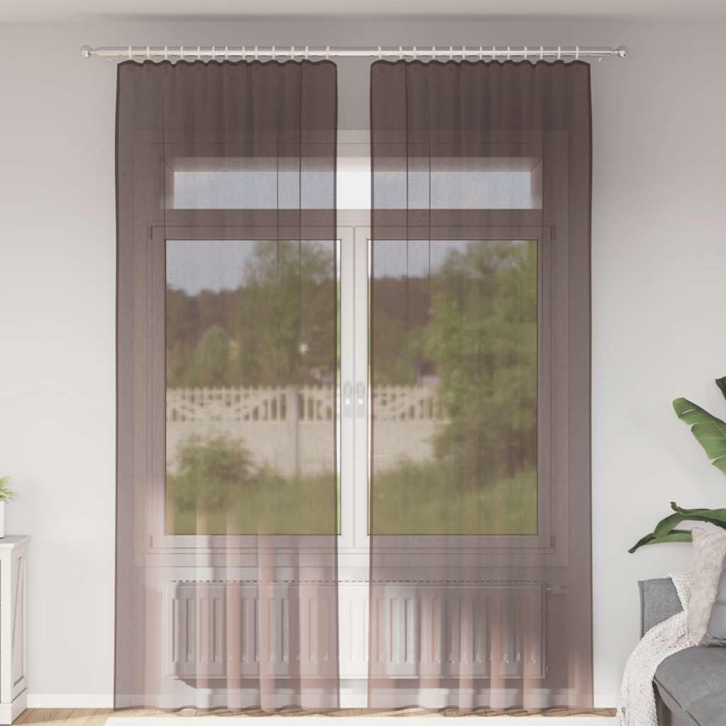 Voile Vorhänge mit Stangentaschen, 2 Stück braun, 140x260 cm, 100% Polyester, semi-transparent, Sichtschutz und Sonnenschutz, pflegeleicht, für Wohnzimmer Schlafzimmer Küche Balkon