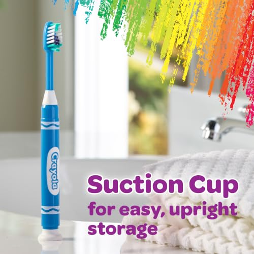 Image of GUM Crayola Marker Kids Toothbrush, Soft-Bristle Toothbrush with Suction Cup Base for Ages 3+, 3 Count (Pack of 2)