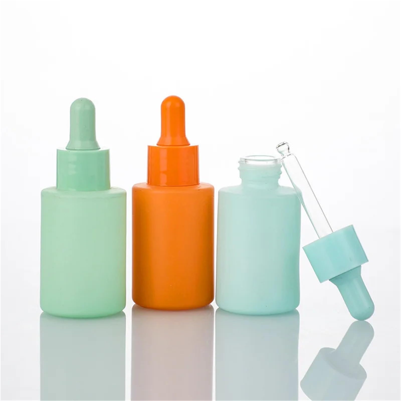 Gotero 5 uds botella cuentagotas de vidrio pequeñas botellas hombro plano Macarone contenedores suero aceite esencial esmerilado(Green)