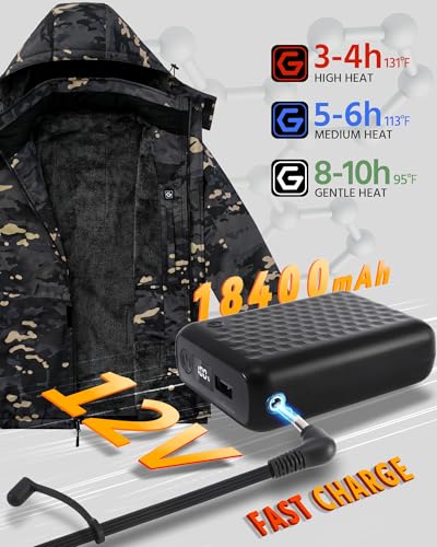 Image of Wulcea Graphene Heated Jacket for Men Fur Lined with Large Capacity Battery Pack