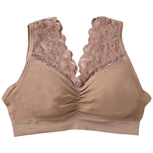 Ropa interior grande para el pecho, cintura elástica alta, con tirantes de encaje, sin aros, chaleco con tirantes, sostén pequeño, C, B