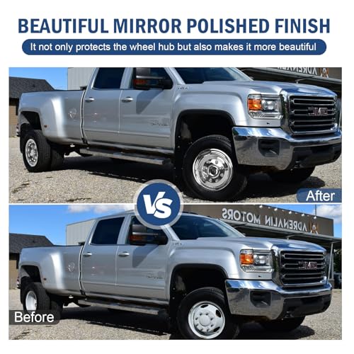 Image of hightall 17 Wheel Simulators, 17 inch 8 Lug 5 Hand Holes Stainless Steel Hubcaps,Polished Surface,Bolts On Wheel Cover Set Compatible with 2011-2025 Chevy SILVERAD0 3500 /GMC Sierra 3500 HD DRW