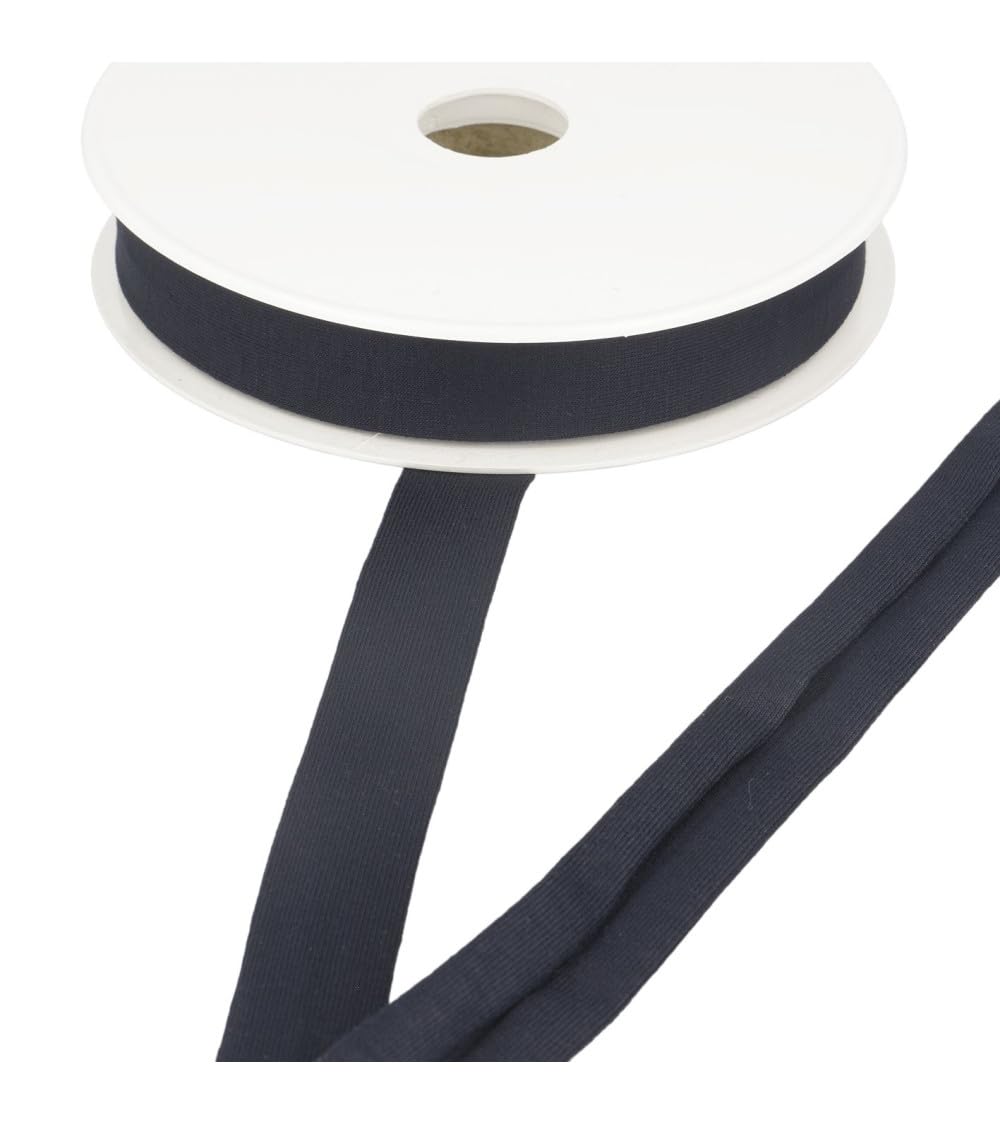 MYMERCERIE 20 m Reel of Stretch Jersey Bias Binding - Navy - 20 mm