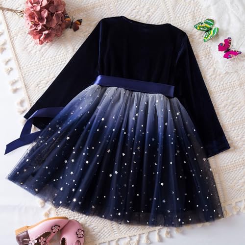 TTYAOVO Girl Long Sleeve Dress Fall Winter Princess Causal Dresses4