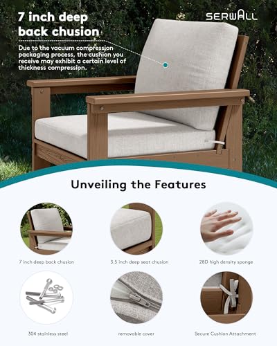 Image of SERWALL HDPE Outdoor Patio Furniture Set | with Coffee Table & Side Table