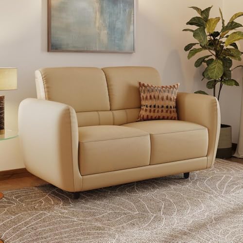Image of Wakefit Sofa Set | 5 Year Warranty | Sofa 2 Seater, 2 Seater Sofa for Living Room, Wooden Sofa Set, Couch Sofa for Living Room - Solomon(Robin : Ivory)