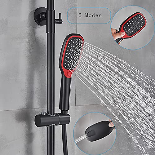 Ensemble de douche en laiton mural avec douchette 2 modes anti-variation de température - 8
