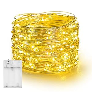 Dazzle Bright Fairy Lights Battery Operated, 20 FT 60 LED Silver Wire Waterproof Battery Operated String Lights…