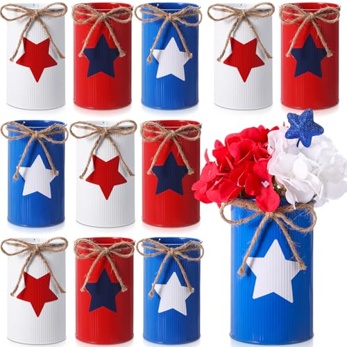 Domensi 12 Pcs 4th of July Table Centerpieces Patriotic Vases Veterans...