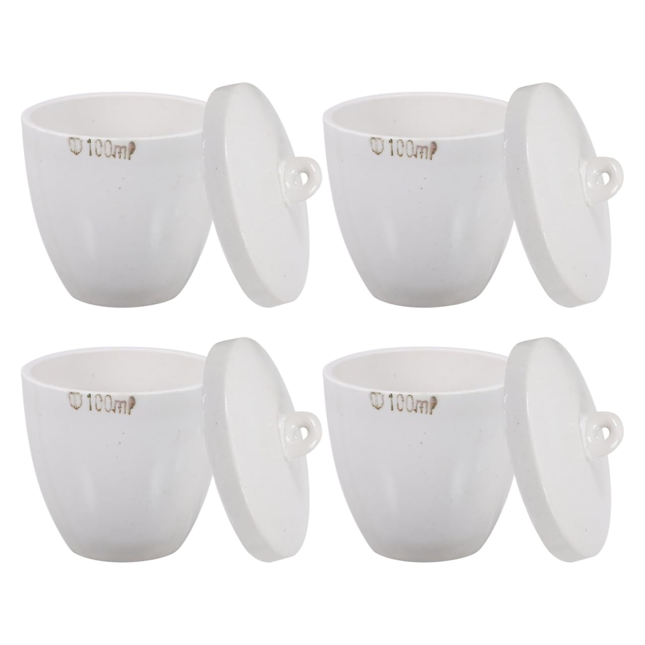 VILLCASE Crogiolo in ceramica, 100 ml, crogiolo in porcellana con coperchio, resistente alle alte temperature, crogiolo da laboratorio con coperchio per scuola, laboratorio