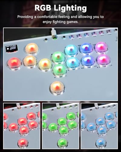 Image of Haute42 13-Key Leverless Arcade Controller, RGB Fighting Stick (White) | Supports Hot Swap & SOCD, Compatible with PC /Ps3 /Ps4 /Switch /Steam