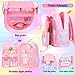 Jcobvig Rainbow Backpack For Girls Kids,Cute Student School Backpack With Pen Bag,Purple Aesthetic Starry Rainbow Laptop Travel Bag (Purple Large 17.5in