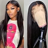 Conkolar Long Straight Black Synthetic Lace Front Wigs Glueless Pre Plucked Hairline with Baby hair Lace Front Wigs for Black Women