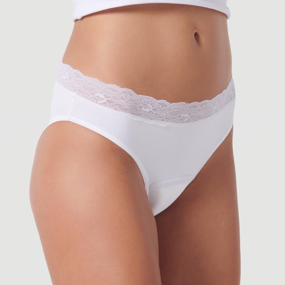 Siegmund 3X Damen Slip mit Spitze am Bund – Bequemer Schutz bei Blasenschwäche, Atmungsaktiv & Wiederverwendbar, Größe XS - XXL