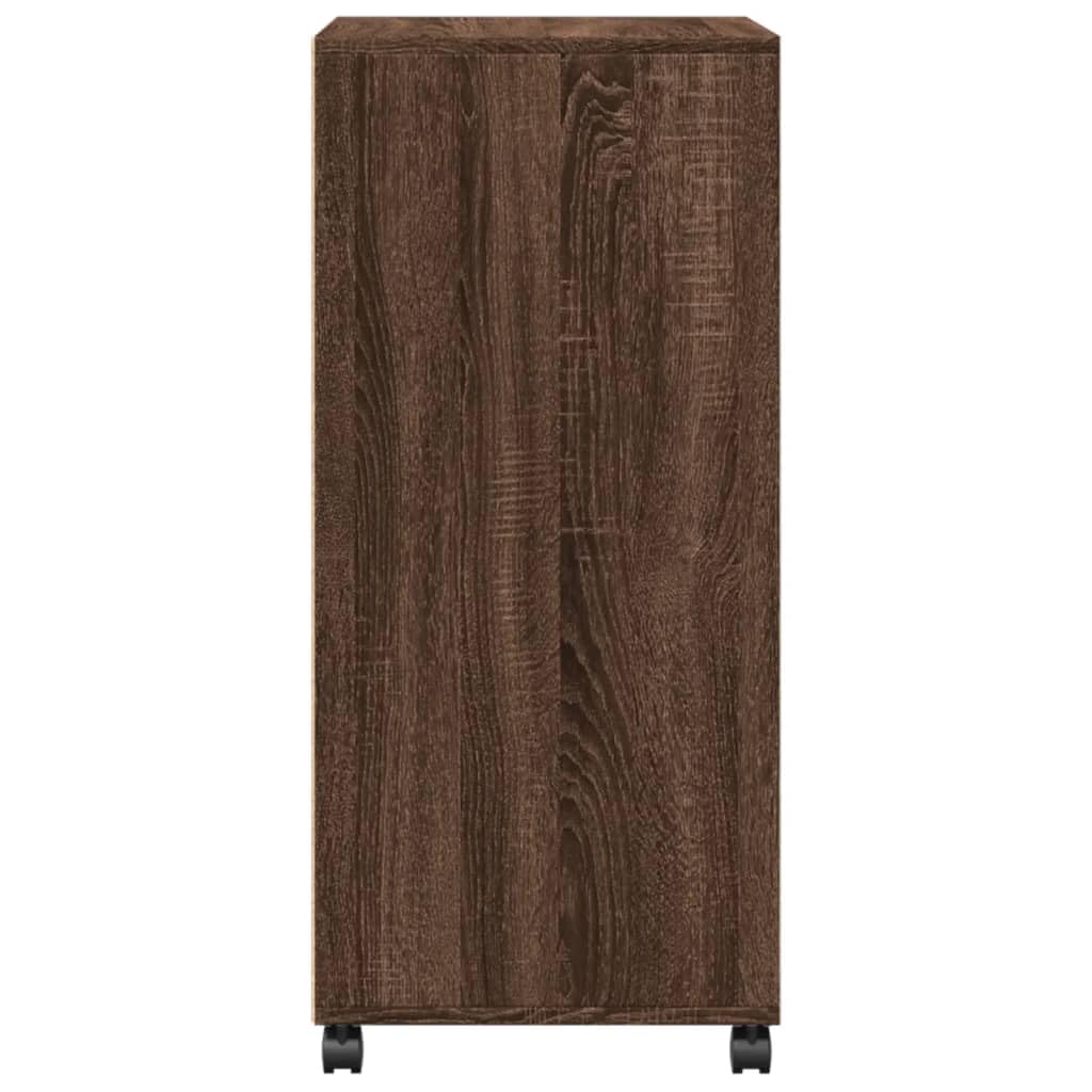 Rollschrank Braun Eichen-Optik 55x40x91 cm Holzwerkstoff Rollcontainer, Mobiler Aktenschrank mit Rollen, Bürocontainer Beistelltisch für Wohnzimmer, Büro
