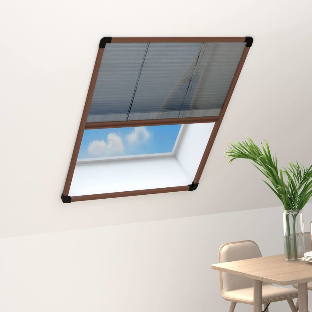 Plissee Fenster Aluminium Braun 80x120 cm, fliegengitter mückenschutz fensternetz für dachfenster, luftdurchlässig mit rahmen für terrasse balkon
