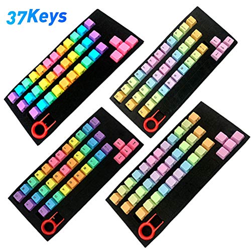 newshijieCOb 37 Keys Abs Light-Proof Colorful Keycaps for Mechanical& Gaming Keyboard Keycaps Cover Replacement Light Color Side Carving