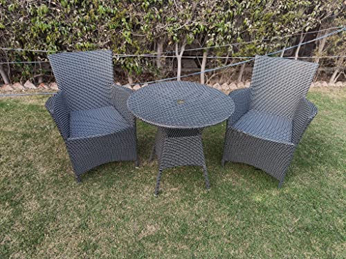Image of Artic Fashion D-42 Chairs Table Set 4+1 Wicker Patio Furniture Sets 4 Chair and 1 Table for Garden Balcony Bedroom Powder Coated Frame Uv Protected Wicker (Grey+Green)