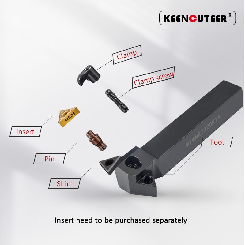 1pc External Turning Tool MTWNR MTWNL MTWNR1616 MTWNR2020 MTWNR2525 Lathe Bar Turning Holder CNC Cutting Tool Cutter Bar(MTWNR1616H16)
