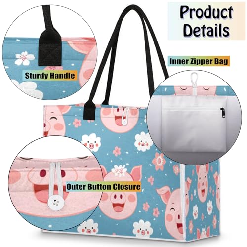 QsirBC Large Tote Bag for Women Men, Travel Beach Bag with Inner Zipper Pocket Snap Closure4