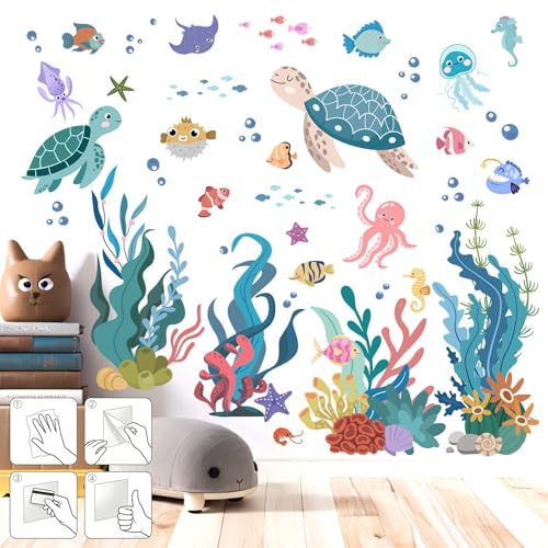 Amimagen Ocean Wall Decals for Bathroom: Under 30 Minutes Installation