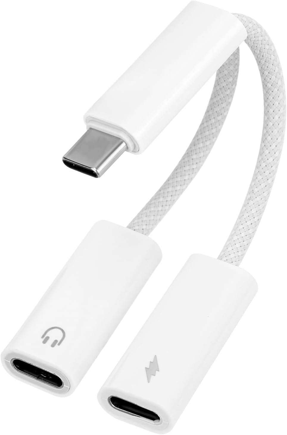 USB C Splitter 1 in 2 Out, USB C to Type c Headphone and Charger Adapter PD 60W Fast Charging Audio Adapter Cable for Apple iPhone 15 16 17/iPad Pro