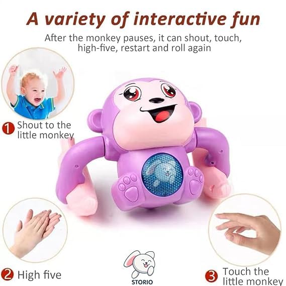 Image of Battery Operated Voice Control Monkey Toy with Musical, Dancing, Spinning,Rolling and Sensor Feature for Gifts /Kids /Babies /Boys /Girls|Blue Color, Power Source:3xAAA Battery(Not Included)