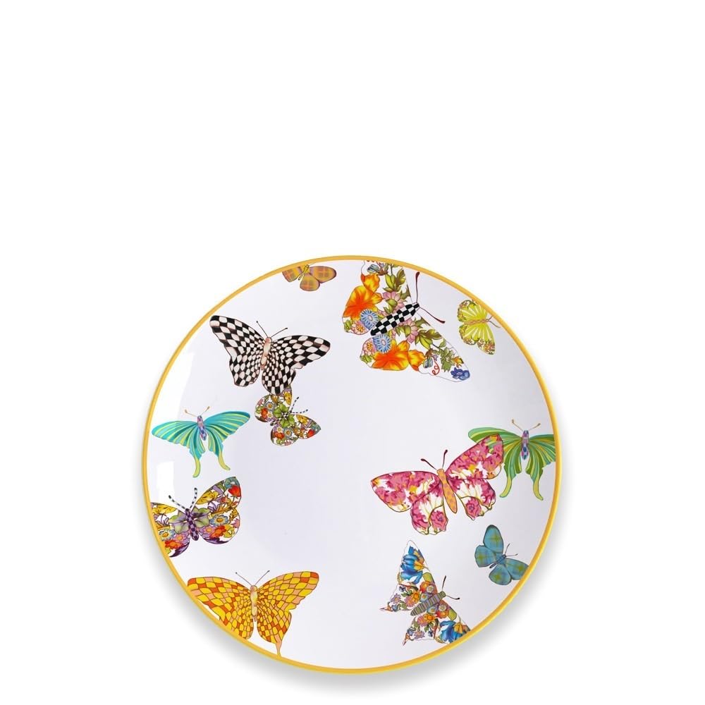 Talerze obiadowe, Boże Narodzenie, zastawa stołowa, miski i talerze, porcelana kostna, talerze obiadowe, miski i talerze, zestaw 4 płaskich talerzy motylkowych, ze złotymi wykończeniami, talerze