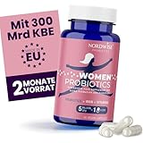 NORDWISE Probiotika Darmsanierung für Frauen - 60 Darmbakterien Kapseln hochdosiert mit 300 Mrd. KBE pro Packung - Unterstützung für Darmflora Aufbau - Darmreinigungskur zum Blähbauch loswerden