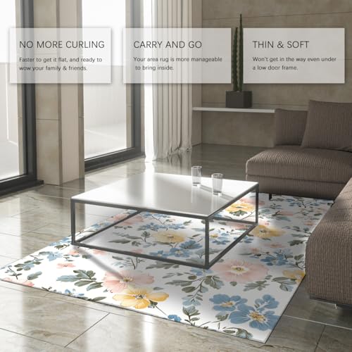 Tapis de chambre fleuri rétro pour descente de lit douce - 4