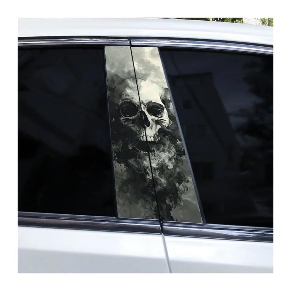 Decorative Items 2pcs Evil Skull Car Door Pillar Decoration Sticker DIY Cover Scratch Car Decal(D)