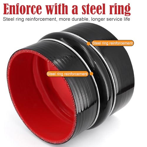 Image of Straight Coupler Silicone Hose ID 4-1 /2 inch 4 Ply Polyester Reinforcement as Turbocharger Tube Air Intake Pipe with 2 Stainless Steel T Clamps