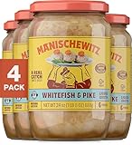 Manischewitz Whitefish & Pike Gefilte Fish in Liquid Broth, 24oz (4 Pack) | All Natural, Packed with Protein, No Added MSG, Kosher for Passover