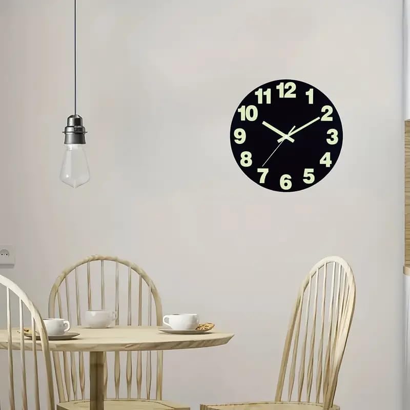 Glow - in - The - Dark Wall Clock, Large Digital Numbers, Silent Non - Ticking, Ideal for Bedroom, Living Room and Office Decor