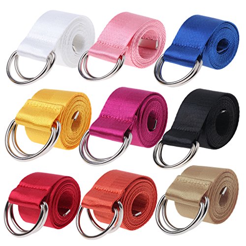 Double Buckle Waist Belt Candy Color Canvas Solid Color For Men And Women2