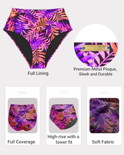 Image of Women V Cut Full Coverage Bikini Bottom - High Waist Swim Bathing Suit Bottoms Cross V Front Swimsuit