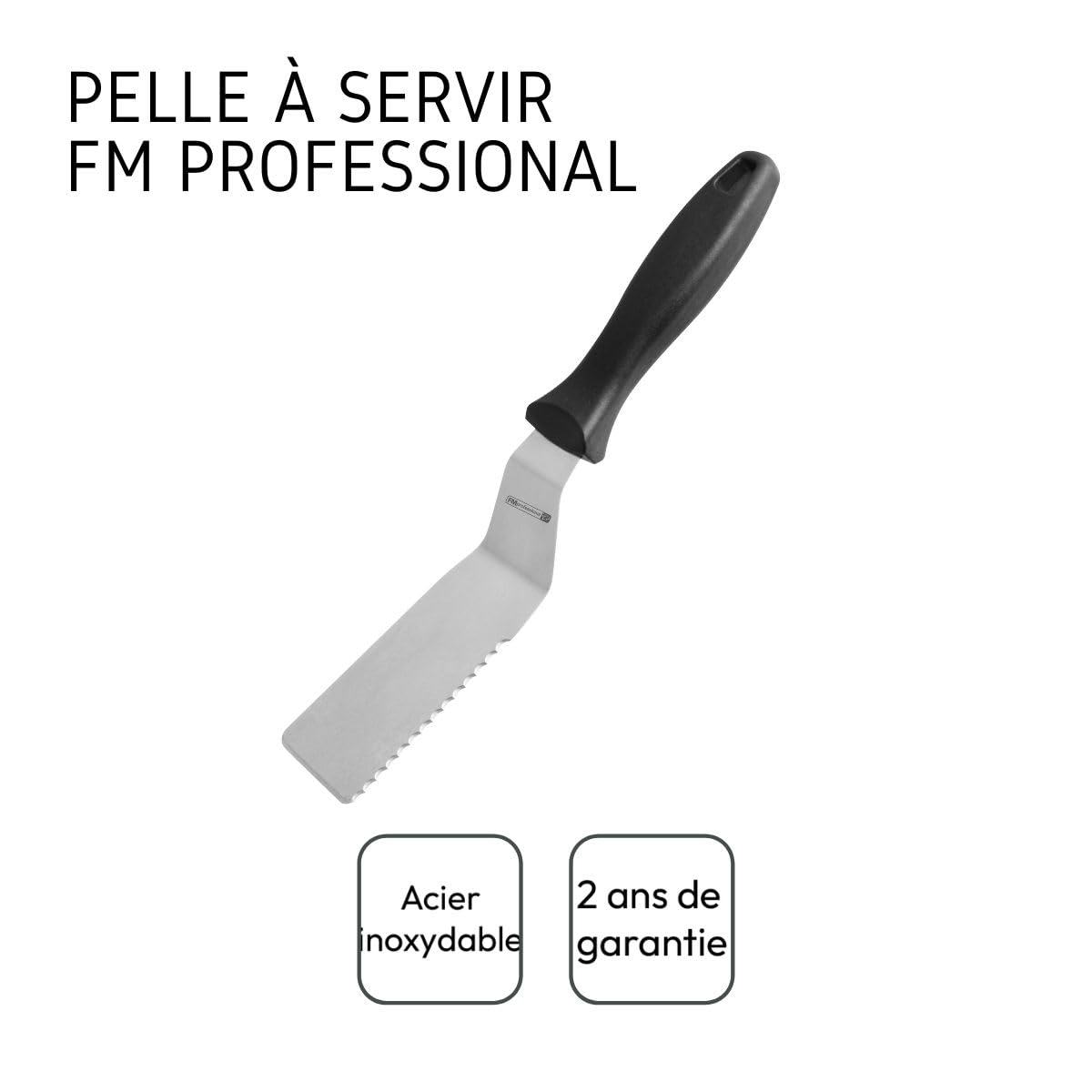 Fackelmann FM Professional 21718 Spatule cuisine, Spatule service, Spatule, Ustensile de cuisine, Acier inoxydable, Polyamide, Argenté, Noir, 26 cm x 4,5 cm x 0,1 cm