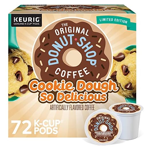 The Original Donut Shop Coffee Cookie Dough So Delicious, Keurig Single Serve K-Cup Pods, Flavored Coffee, 72 Count (Pack of 1), Light Brown