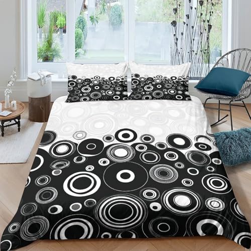Parure de lit microfbre cercles abstraits housse couette 135x200cm