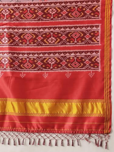 Image of Kalamkari Patola Dupatta Digital Printed With Handmade Tassels