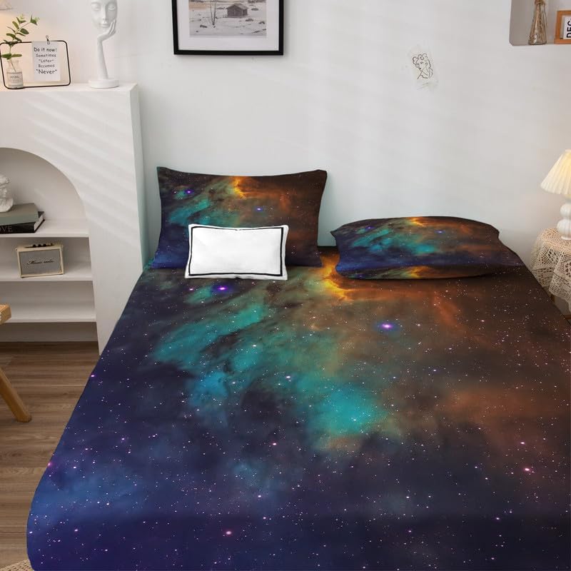 Miniatura 3 de Galaxy Sheets California King - Juego de sábanas de cielo estrellado de fantasía, bolsillo suave y profundo y sábanas y fundas de almohada, 1 sábana