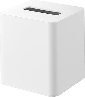 山崎実業(Yamazaki) コンパクト ティッシュケース スクエア ホワイト W12.8×D12.1×H13.7cm タワー tower 最後まで取りやすい ティッシュカバー 10054