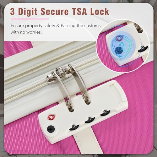 28in Carry on Luggage with Spinner Wheels Lightweight Hardshell Expandable Luggage with TSA Lock Travel Rolling Luggage Suitcase for Men Women Pink2