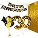 30th Birthday Decorations Happy Bday Banner Party Kit Pack B-day Celebration Supplies with Gold and Black Stars Balloons + Extra Large Golden Fringe Curtain for Men or Women (GOLD BLACK)